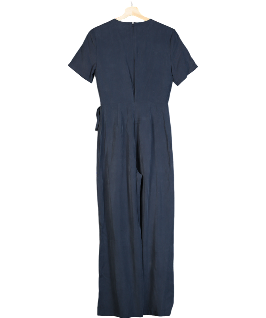 MANGO Blue Bow Wrap Jumpsuit UK S