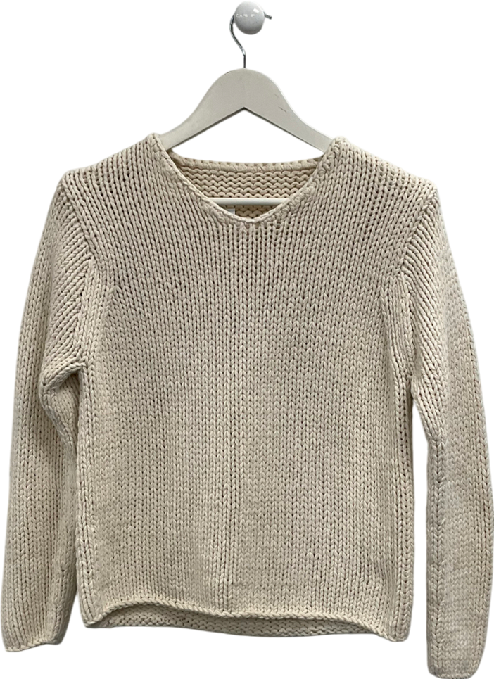 M&S Cream Chunky Cotton Sweater UK 14