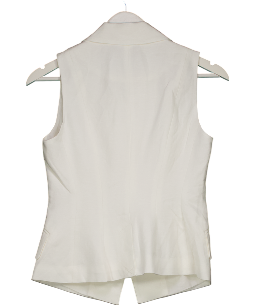 Karen Millen Cream Viscose Linen Tailored Waistcoat UK 6
