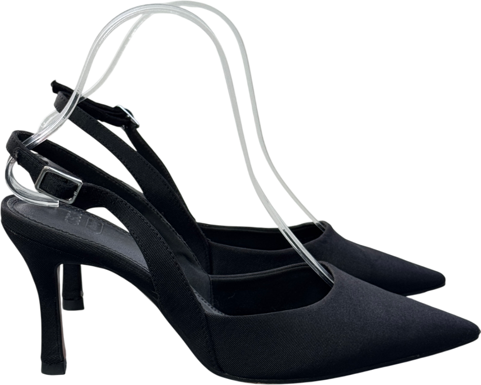 ASOS Black Design Fabric Pointed Toe Slingback Heels UK 6 EU 39 👠