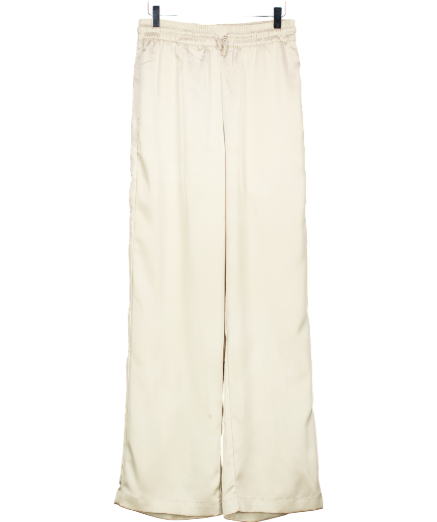The Couture Club Beige Satin Emblem Trousers UK 10