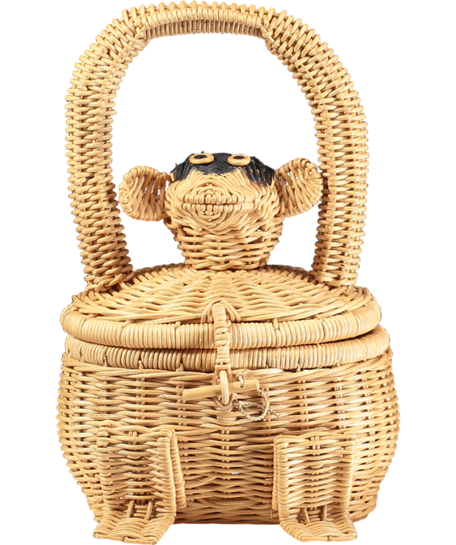 Anna + Nina Beige Wicker Monkey Bag