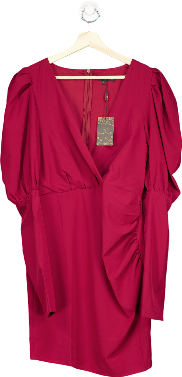Love & Other Things Red Puff Sleeve Dress UK L
