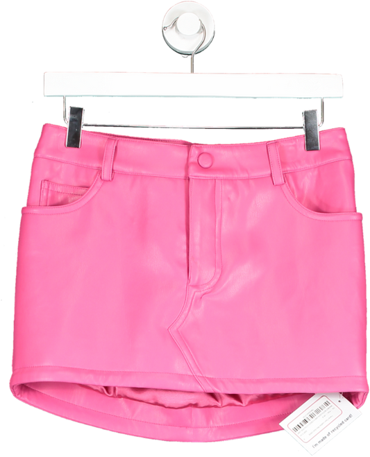 Clo Pink Fierce Faux Leather Mini Skirt Uk6/8 UK 8