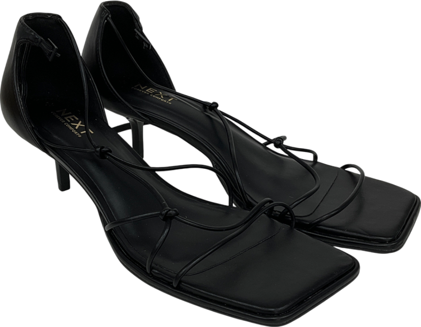 Next Black Standard Fit Forever Comfort® Square Toe Strappy Sandals UK 7 EU 40 👠