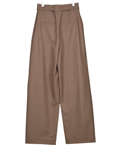 & Other Stories Brown Tailored Wool Blend Belted Barrel-leg Trousers UK 6