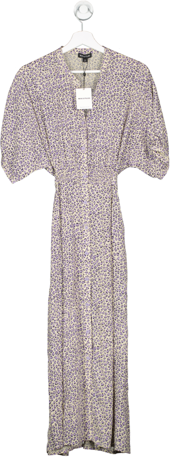 Whistles Cream / Lilac Leopard Print Midi Dress BNWT UK 12