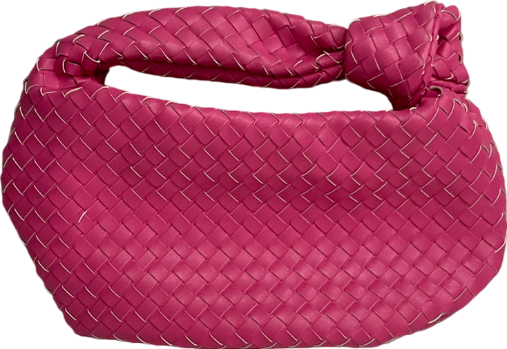 Public Desire The Blame Pink Woven Pu Weave Knot Handbag One Size