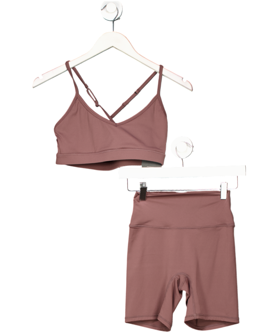 Another Version Brown Second Skin Short And Sports Bra Set UK S