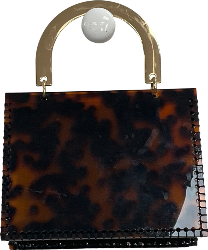 Brown Acrylic Tortoise Shell Style Clutch Bag
