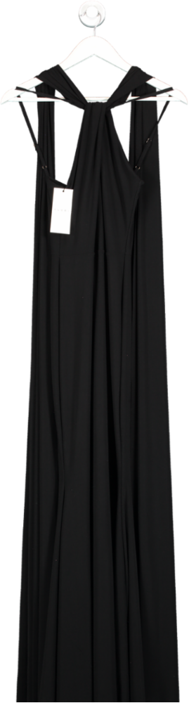 Club L Black First Glance Twist Neck Cape Maxi Dress UK 6