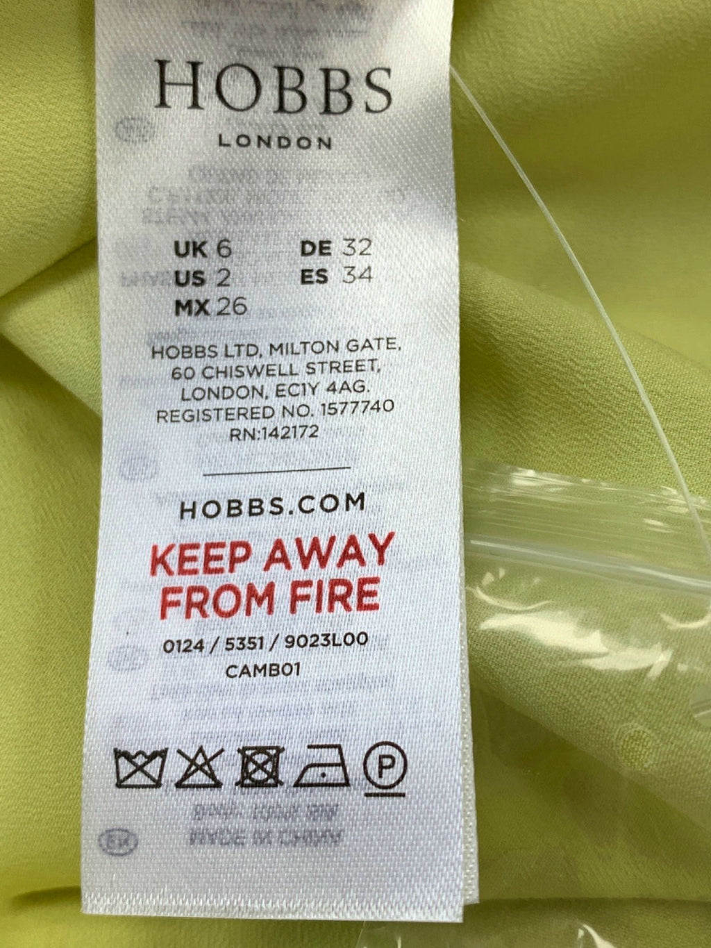 Hobbs Yellow Long Sleeve Silk Dress UK 6