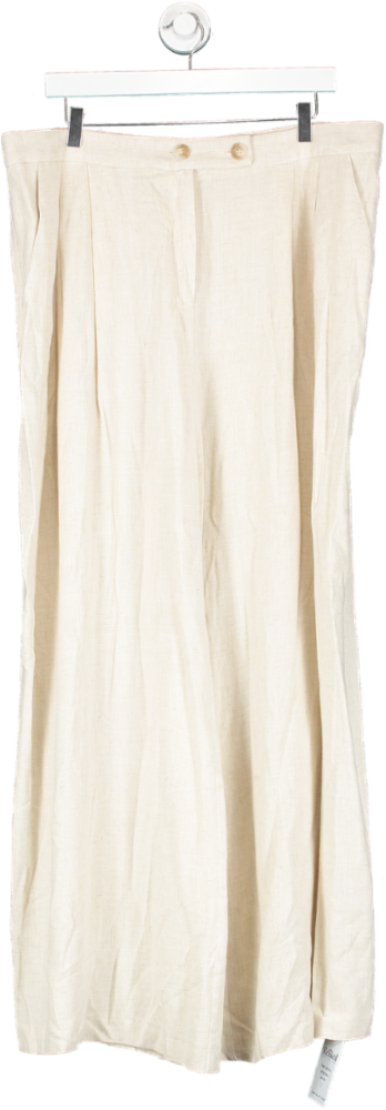 Nobody's Child Cream Linen-blend Relaxed Tailored Trousers UK 18