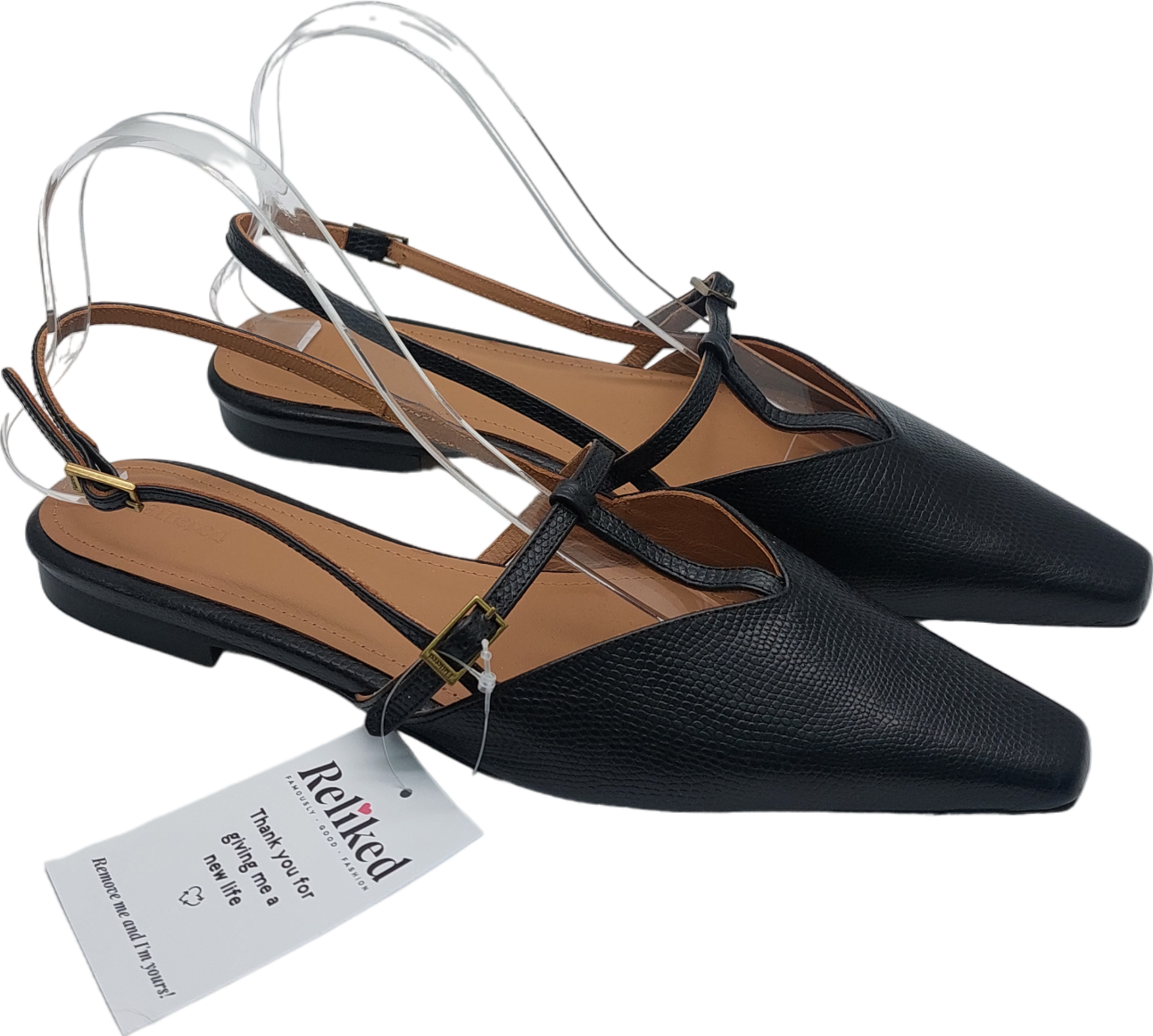 Flattered Josefin Lizzard Leather Black flats UK 7 EU 40 👠