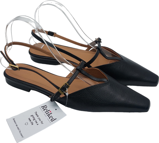 Flattered Josefin Lizzard Leather Black flats UK 7 EU 40 👠