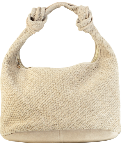 Mint Velvet Beige Woven Knot Handle Shoulder Bag