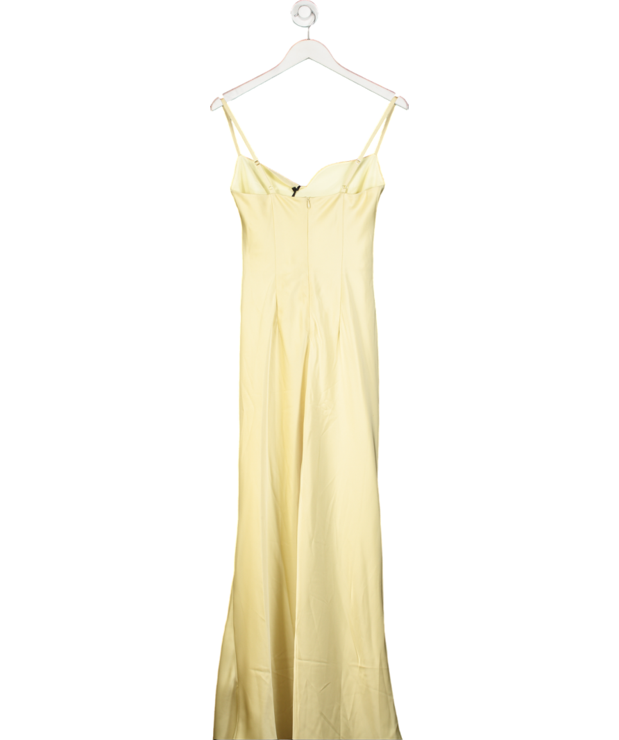 Club L Yellow Eimear Satin Draped Sweetheart Maxi Dress UK 8