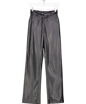 Oh Polly Black Night To Remember Faux Fur Leather Trousers UK 6