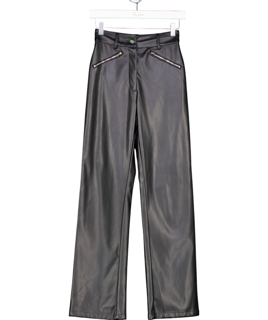 Oh Polly Black Night To Remember Faux Fur Leather Trousers UK 6