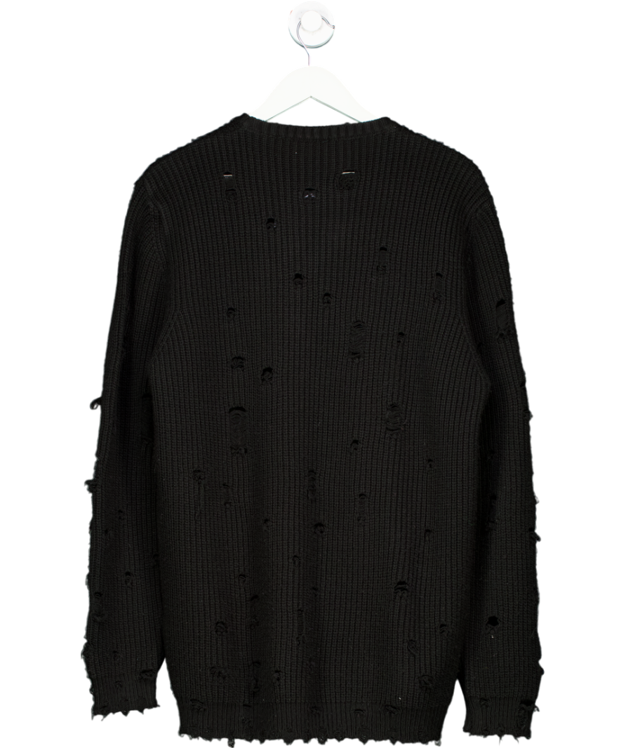 Family First Black X Xenia Distressed Knit Jumper UK L