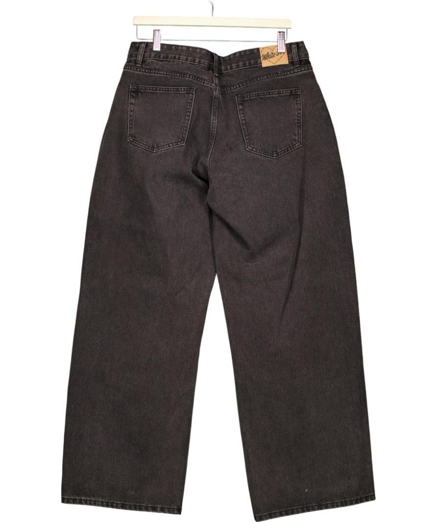 White Fox Black Rhinestone Wide Leg Jeans UK XL