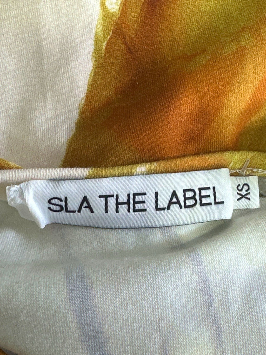 SLA The Label Brown Yellow Abstract Print Maxi Dress UK XS