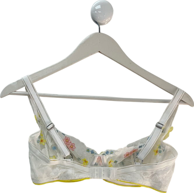 Lounge Underwear White Fleur Balcony Lace Bra UK 34DD