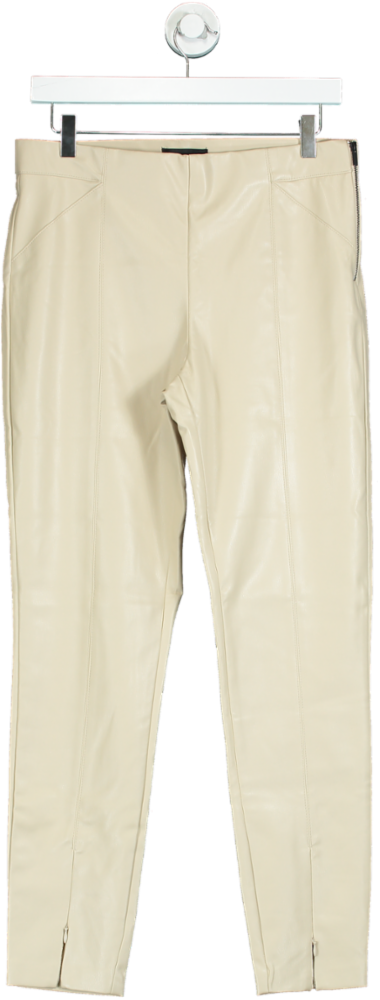 Zara Beige Faux Leather Trousers UK L