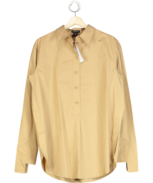 Karen Millen Beige The Founder Cotton Poplin Woven Shirt UK 10