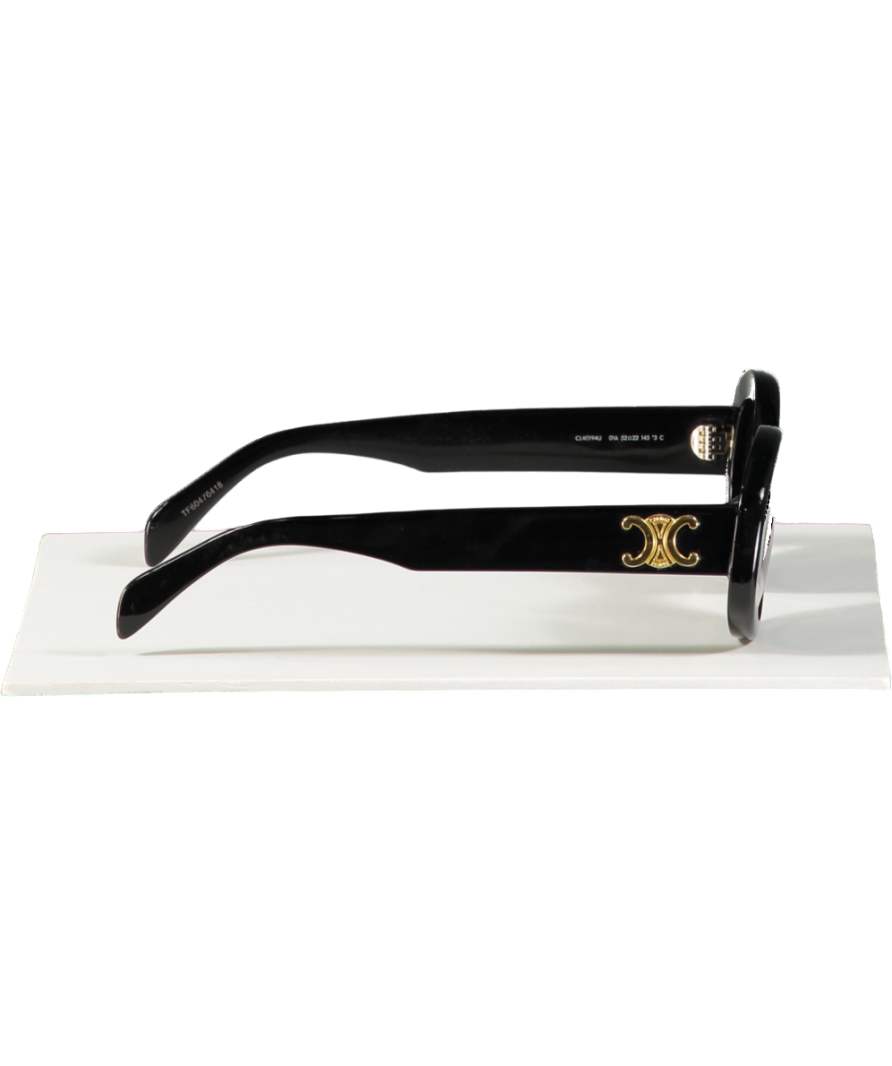 Celine Black / Gold Triomphe oval-frame acetate sunglasses in Case