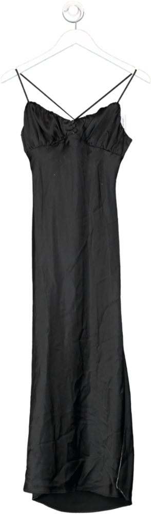 ZARA Black Satin Maxi Dress UK S