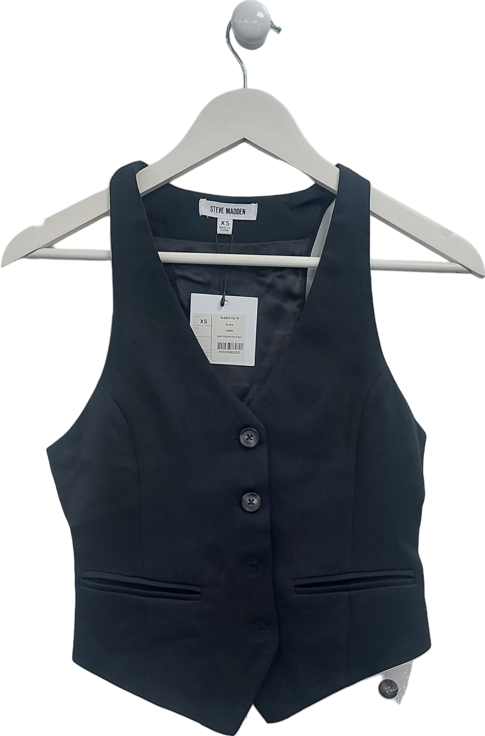 STEVE MADDEN Black Isabella V Waistcoat top UK XS