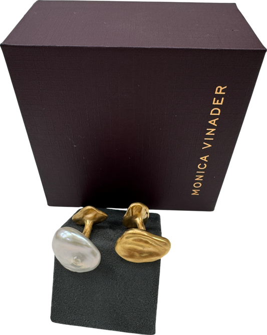 Monica Vinader X Amy Downey Keshi Pearl/gold Cuff Links One Size