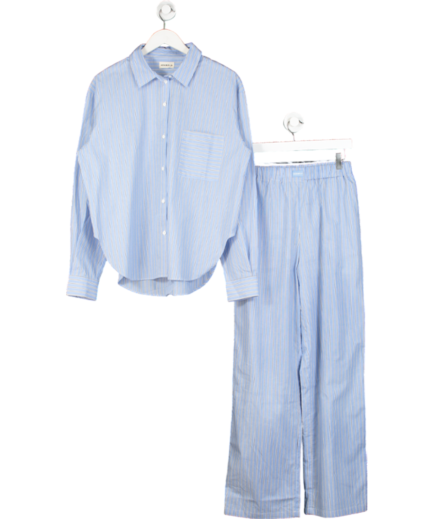 Adanola Blue Oversized Striped Cotton-poplin Shirt & Trouser Set UK XS
