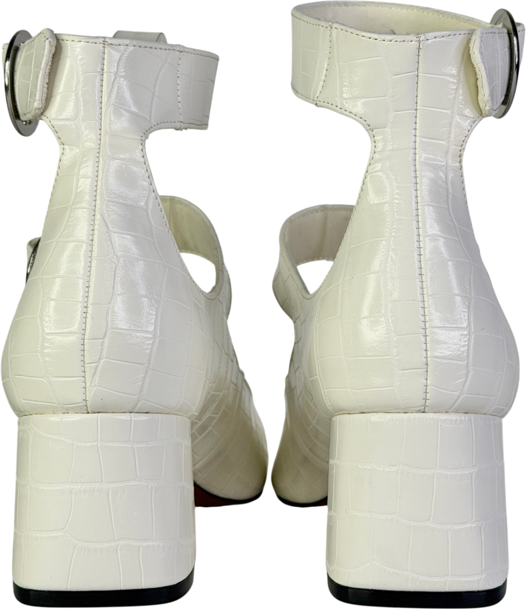 ASOS White Sasha Double Buckle Strap Mid Block Heel Shoes UK 5 EU 38 👠