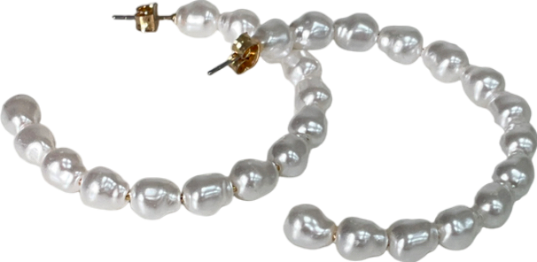 Metallic Pearl Hoop Earrings