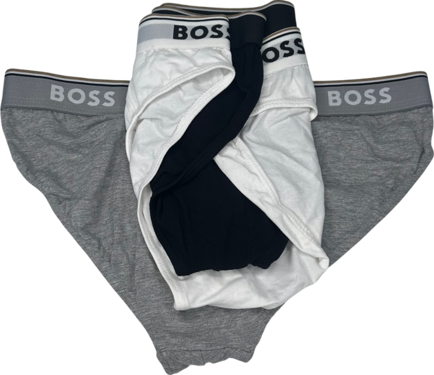 BOSS Multicoloured Three-pack Of Stretch-cotton Briefs With Logo Waistbands UK M