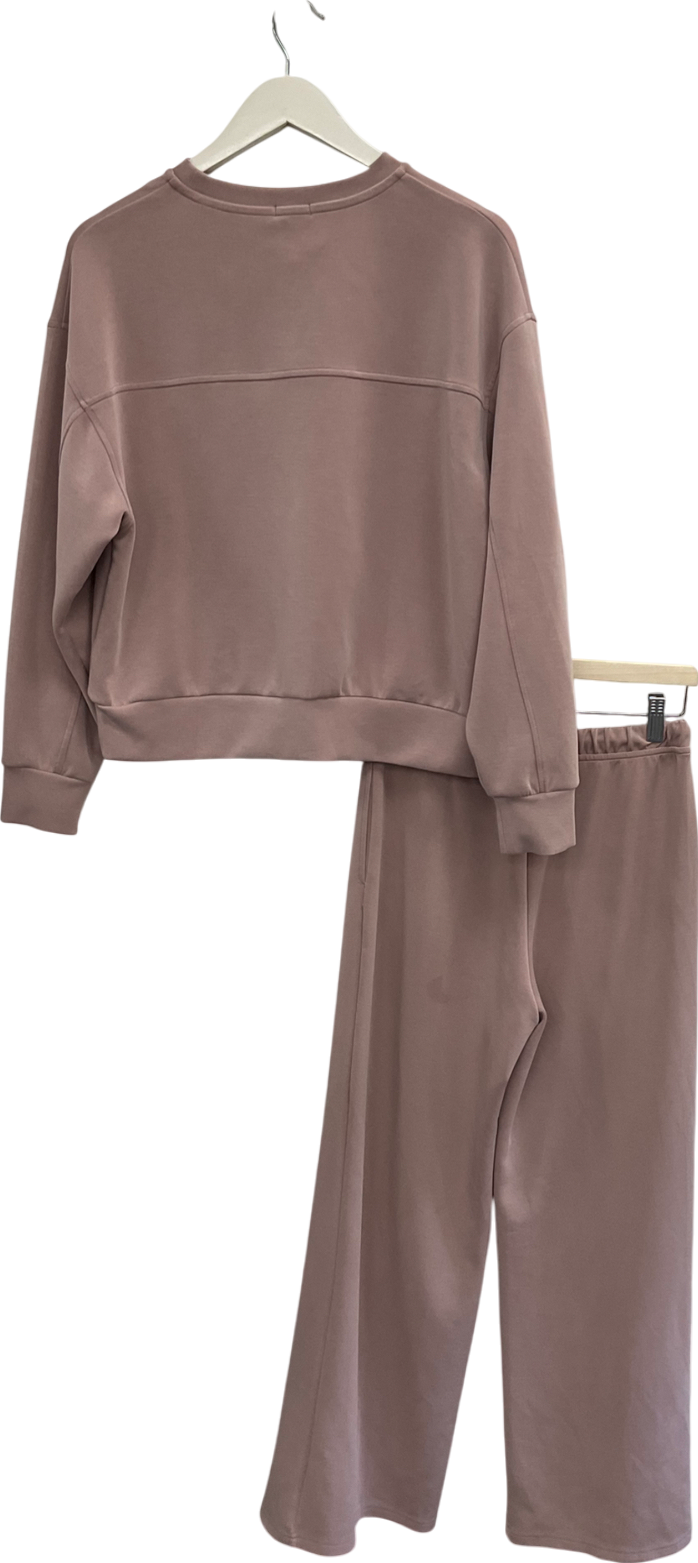 Stradivarius Pink Basics Soft Sweater And Wide Leg Joggers UK XS