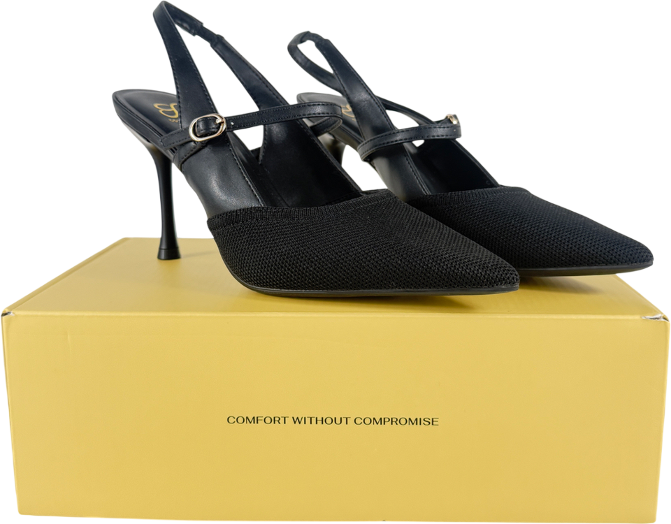 Cosy island Black Strikestep Elegant Stiletto Heeled Slingback UK 4