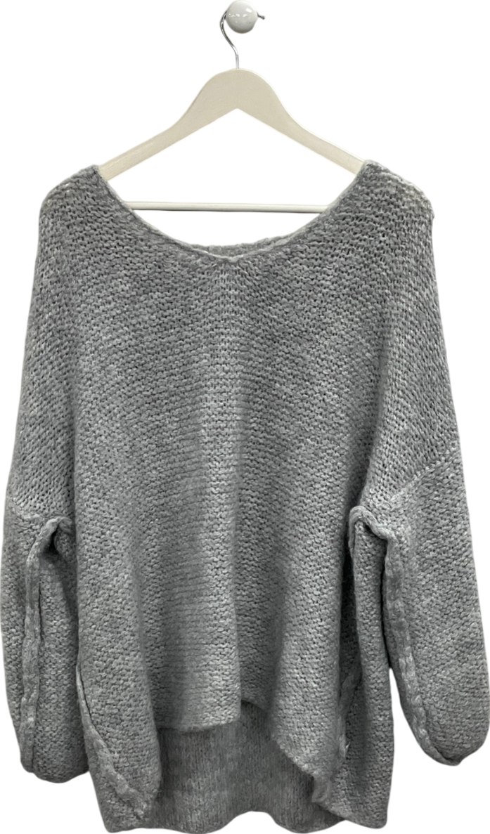 Grey Oversized Mohair Blend Jumper UK M