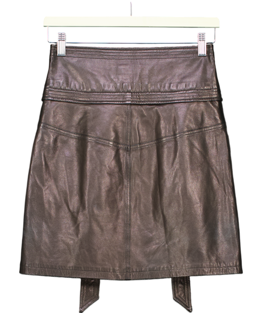 Rebecca Minkoff Black Belted Leather Mini Skirt UK XXS