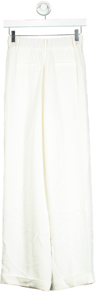 Lily Silk White Mulberry Silk Wide-Leg Trousers UK 6
