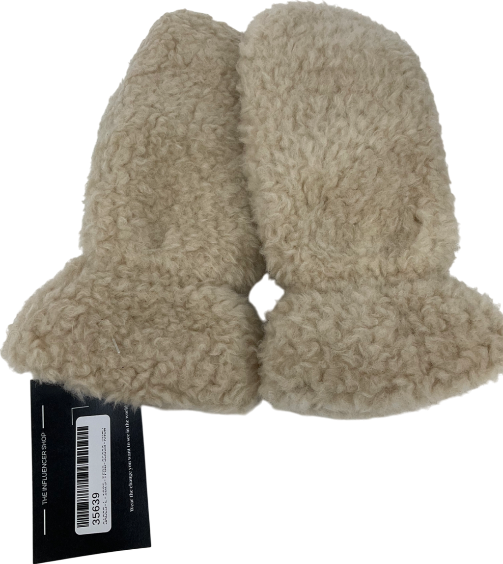 Cream Faux Wool Mittens One Size