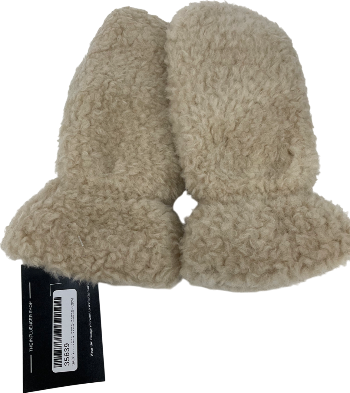 Cream Faux Wool Mittens One Size