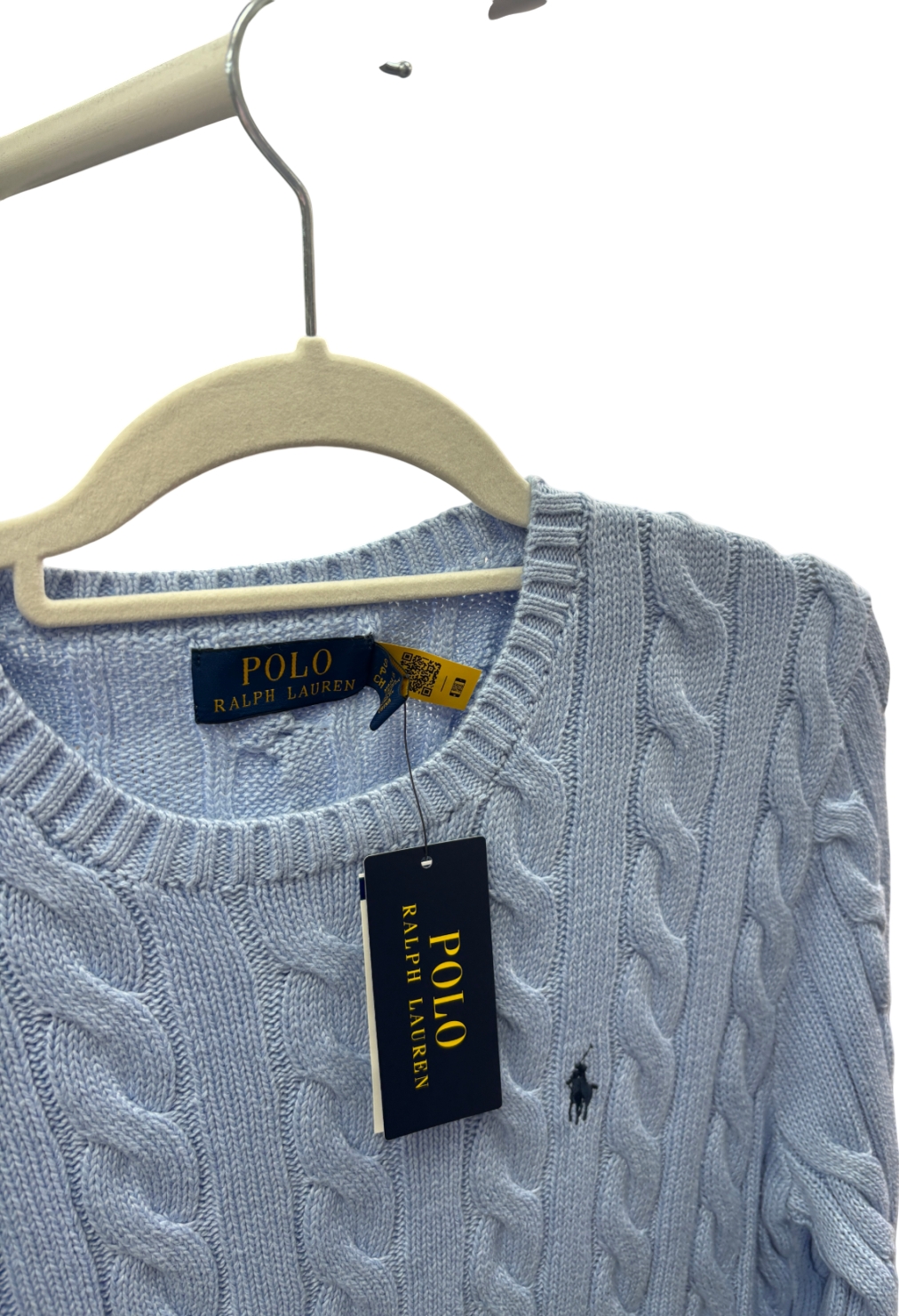 Polo Ralph Lauren Blue Cotton Cable Knit Sweater UK S
