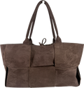 Glamorous Brown Large Woven Faux Suede Tote Bag One Size