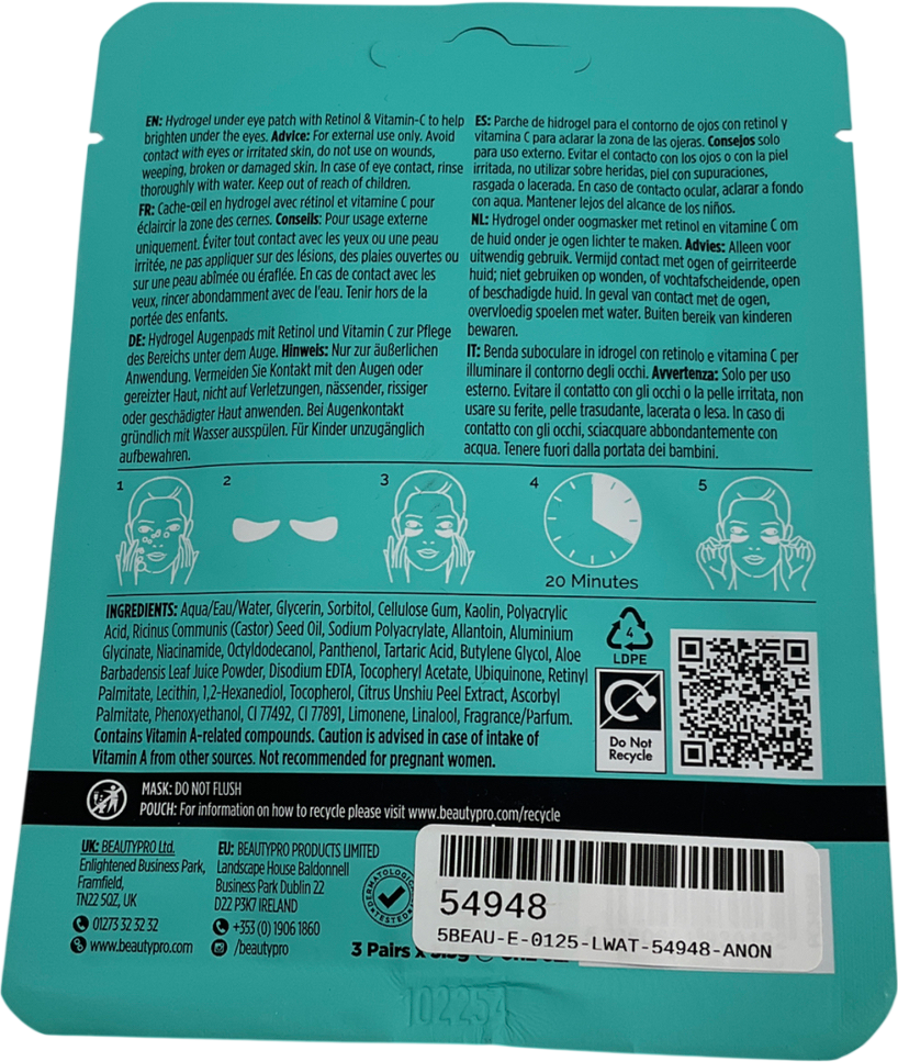 Beauty Pro Retinol Under Eye Patch (3 Pairs) One size