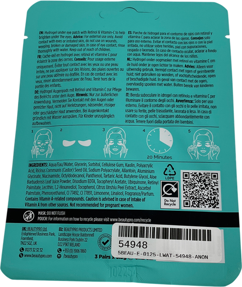 Beauty Pro Retinol Under Eye Patch (3 Pairs) One size
