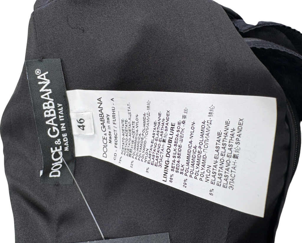 Dolce & Gabbana Black Satin Knee Length Dress UK 14