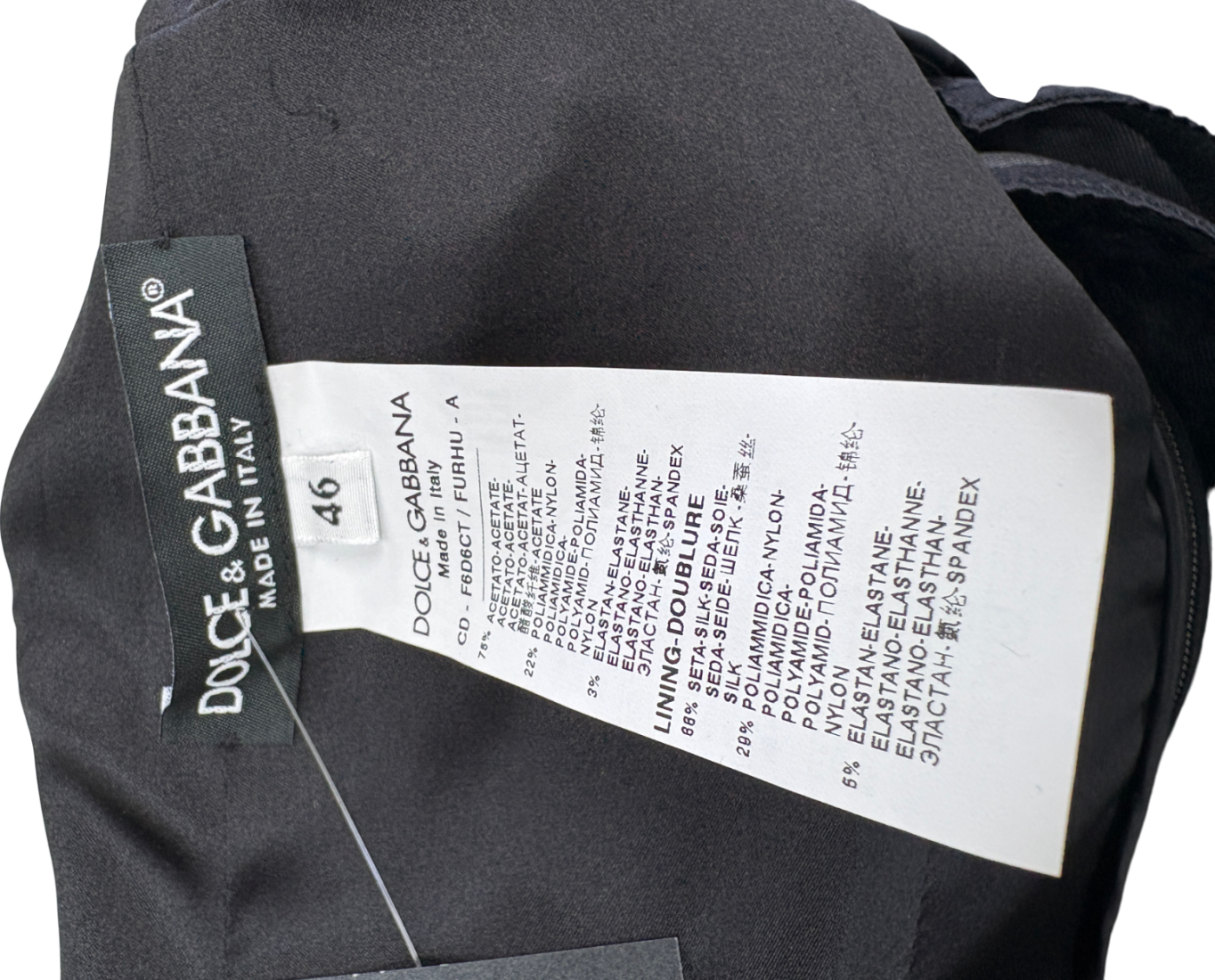 Dolce & Gabbana Black Satin Knee Length Dress UK 14